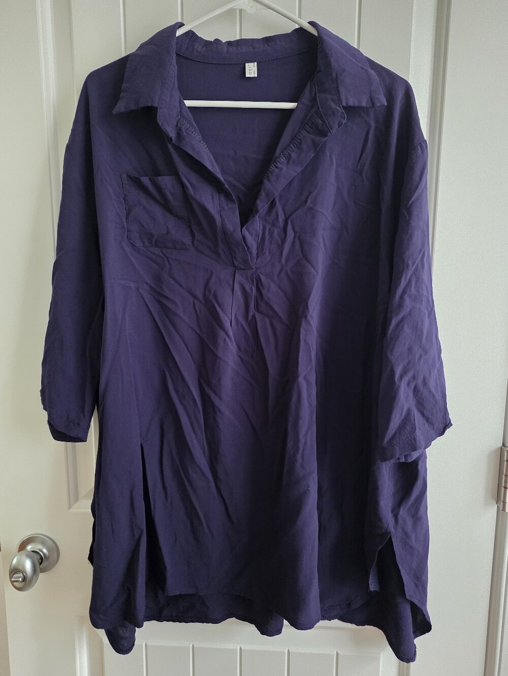 Navy Bathing Suit Cover Up V-Neck Tunic Top   Sz XXXL